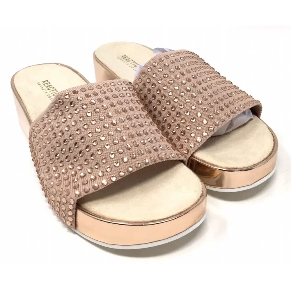 Kenneth Cole Reaction Maila Women's Size 9.5 Stretch Jewel Slide Sandals Shoes